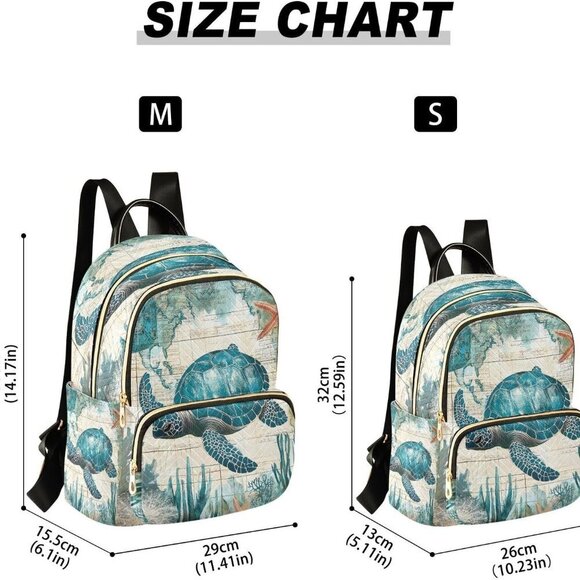 Women Mini Travel Backpack Sea Turtle Pattern Lightweight Shoulder Daypack main image 6